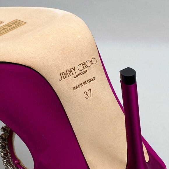 Jimmy Choo Bing 100 Satin Mules With Crystal Strap size 37 - Picture 13 of 13